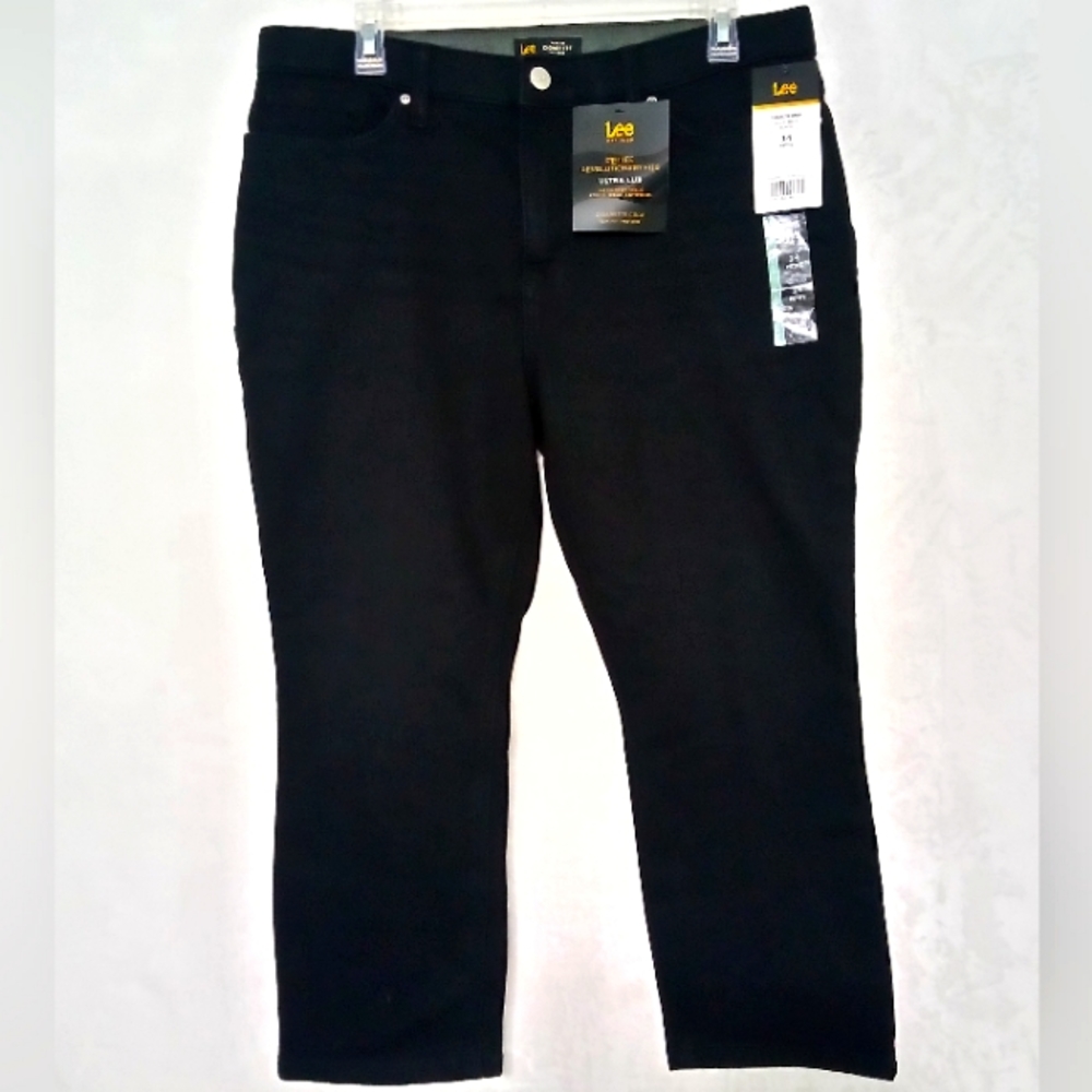 LEE SLIM FIT CIGARETTE MID RISE | SIZE 14P  | BLACK